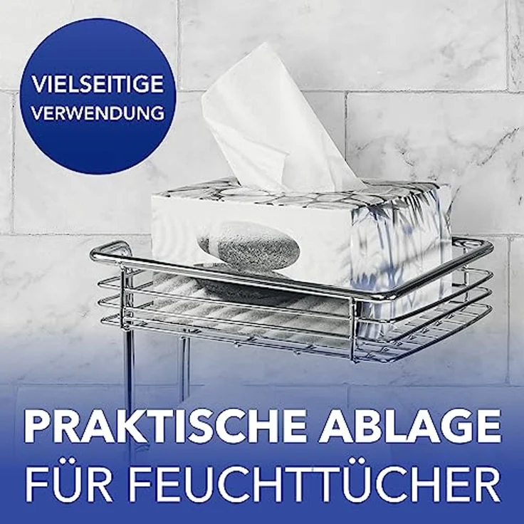 WENKO Toilettenpapierhalter, Chrom, mit Bevorrater und Ablage – Bild 3