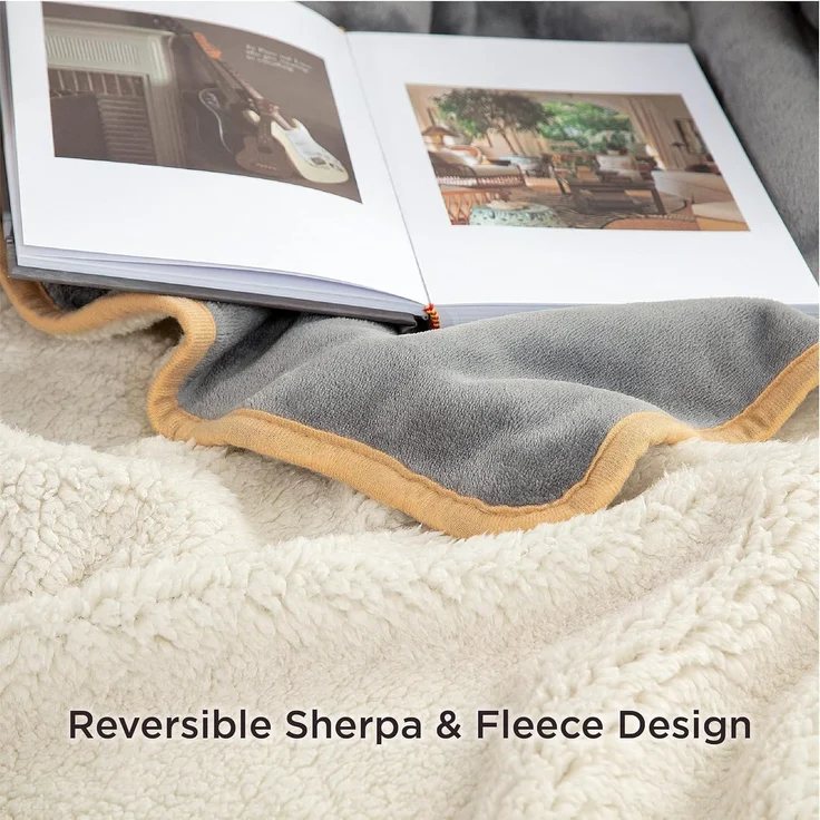 Lesure wasserdichte Hundedecke Grosse Hunde - 152x127 cm Outdoor Hundedecke waschbar, Hundedecke Sofaschutz aus Sherpa Fleece, Katzendecke flauschig und weich, Grau – Bild 6