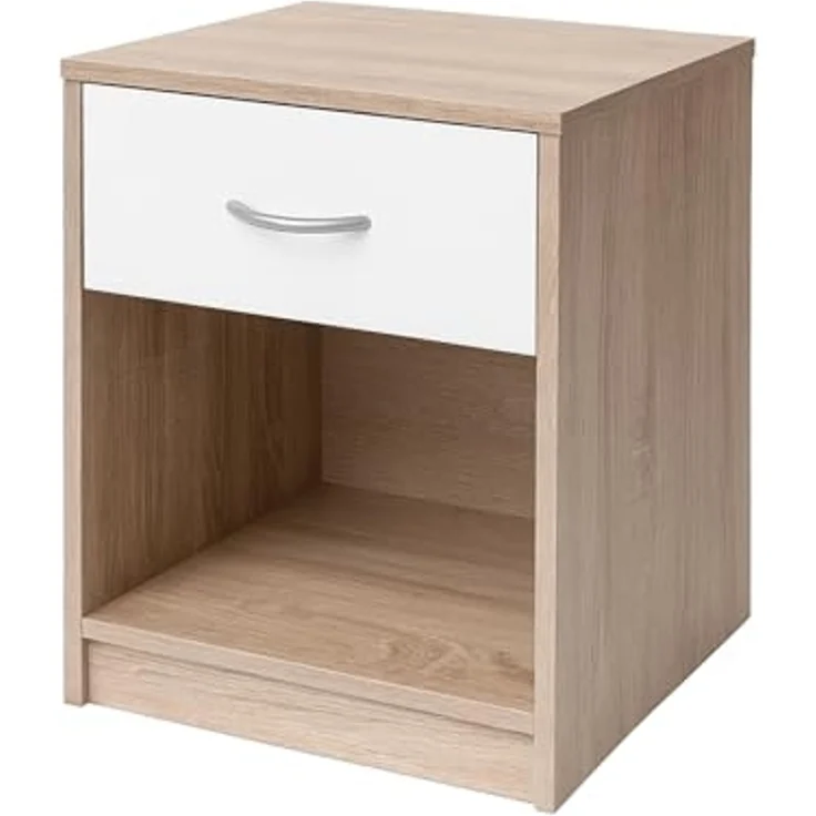 HTI-Living Nachtkommode Nachtschrank mit 1 Schublade Nina Sonoma Weiß (Stück, 1 St, 1 Nachtschrank), Nachttisch Nachtkommode – Bild 4