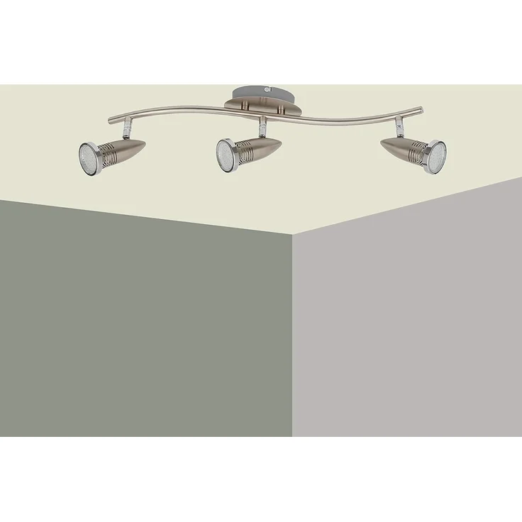TRANGO LED Deckenstrahler, 3-flammig 2005-032-5W LED Deckenleuchte ANY inkl. 3x 5 Watt GU10 LED Leuchtmittel in Edelstahl-Optik I Deckenlampe I Deckenstrahler I Deckenspots, Lampe schwenkbar und drehbar – Bild 2