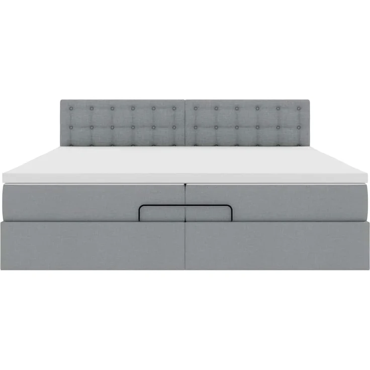 vidaXL Ottoman-Bett mit Matratzen & LEDs Hellgrau 200x200 cm Stoff 3312499 – Bild 7