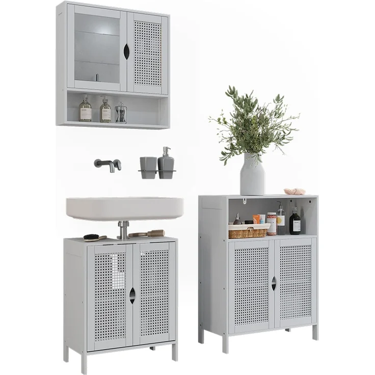 Badmöbel-Set Liora Weiß 3-teilig Vicco – Bild 5