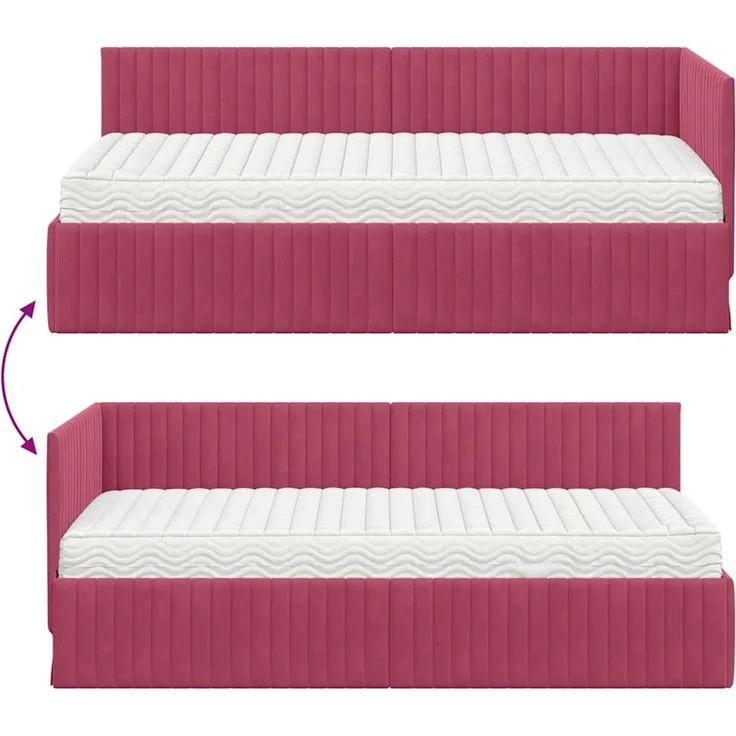 vidaXL Eckbettgestell mit Matratze mit Kopfteil 2 pcs Samt 3393812 – Bild 12