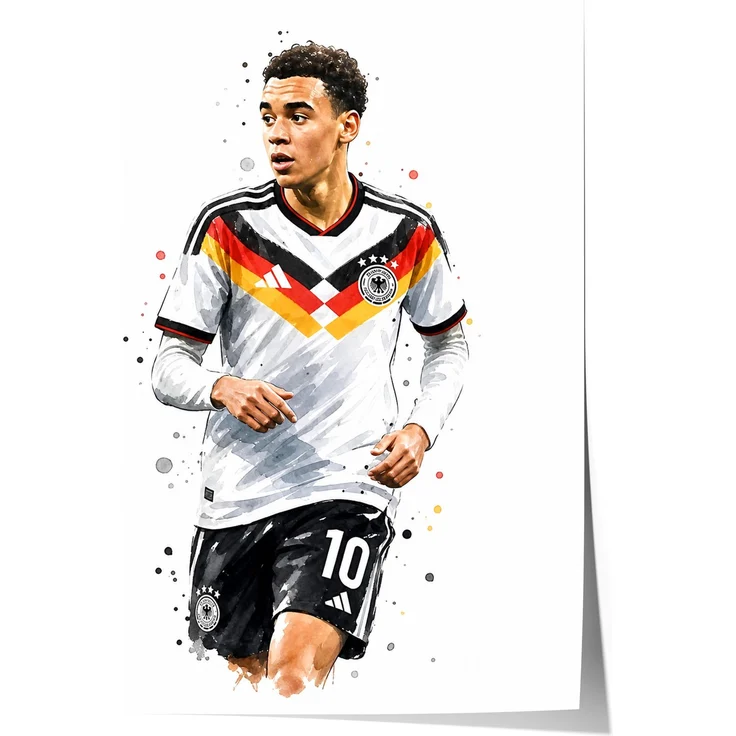 Deutschland Fussball Poster · Geschenkidee · Aquarell Sport Wandbild · Deko Print ohne Rahmen - 15x20cm