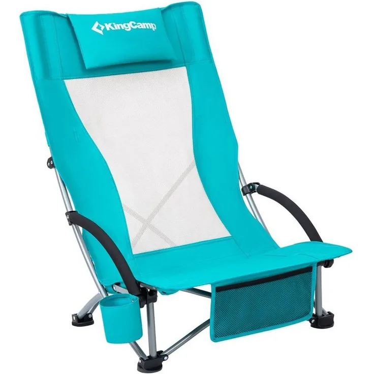 KingCamp Campingstuhl Strand Liege Stuhl Hoch Lehne Camping Klapp, Falt Sessel Niedrig 136 kg