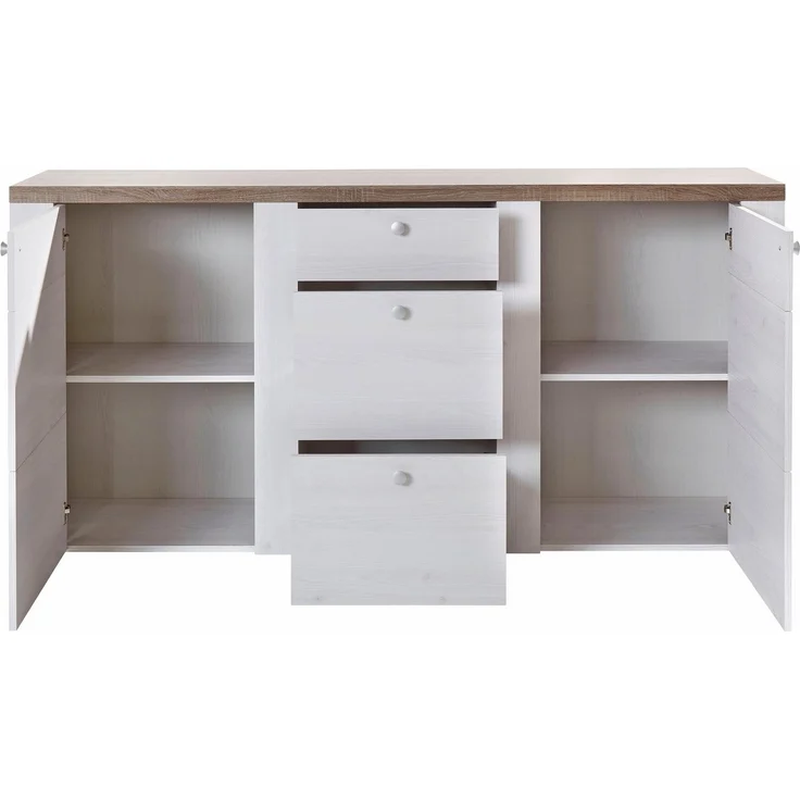Home affaire Sideboard Larona, zeitlose Kommode mit 2 Türen, 3 Schubkästen, Türkommode, Höhe 84 cm, viel Stauraum, Anrichte mit dekorativer Rahmenoptik – Bild 3