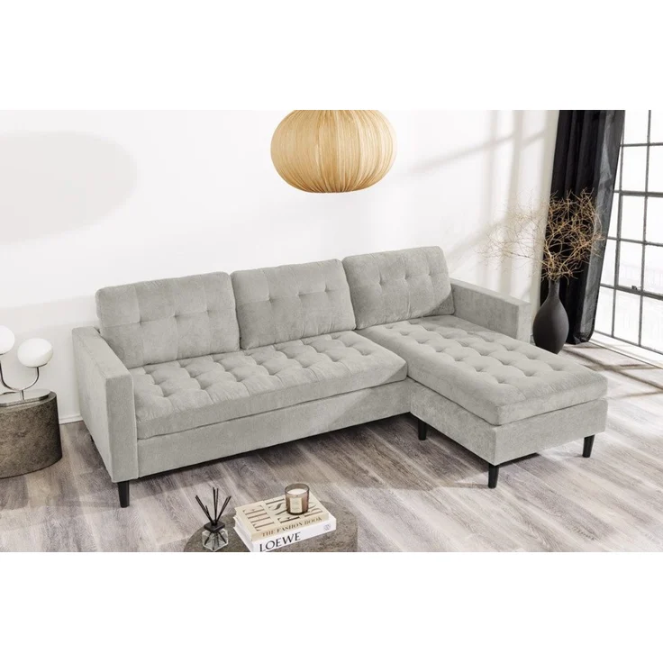 riess-ambiente Ecksofa STOCKHOLM 220 cm greige – 3-Sitzer, Cordbezug, Ottomane beidseitig, Einzelartikel 1 Teile, bequeme Eckcouch mit Federkern – ideal fürs Wohnzimmer & Gästezimmer – Bild 5