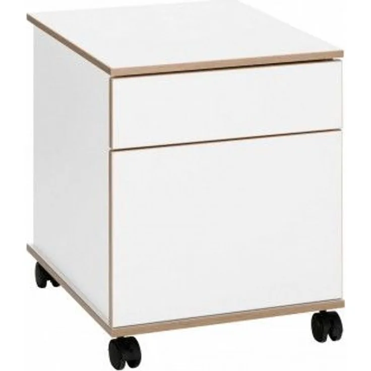 Rollcontainer weiß-eiche