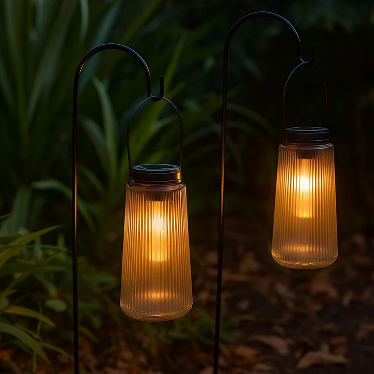 LED Solarleuchte, Laterne, Glas klar, H 25 cm – Bild 3