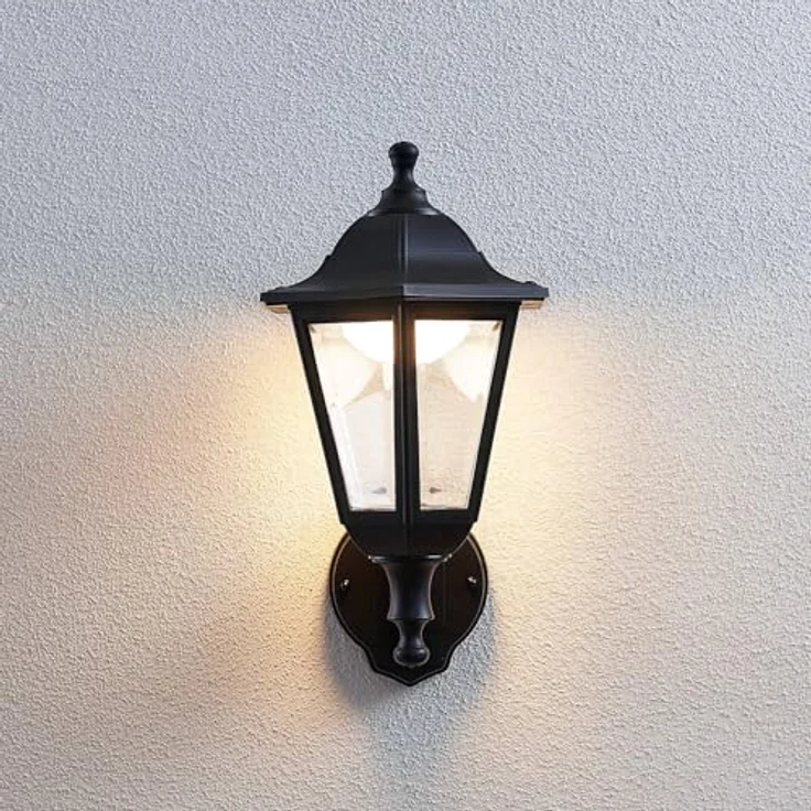 Lindby Iavo LED Wandleuchte außen mit Bewegungsmelder, spritzwassergeschützt, Retro Vintage Antik in Schwarz, 1-flammig – Bild 4