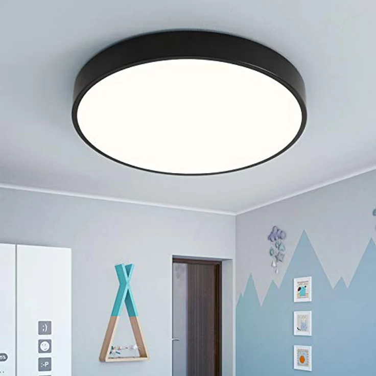 Natsen Deckenleuchte Runde LED Deckenlampe, 96W, Voll dimmbar, Warmweiß bis Kaltweiß, Schlafzimmer Lampe Küchenlampe 50x50x5 cm,Schwarz – Bild 8