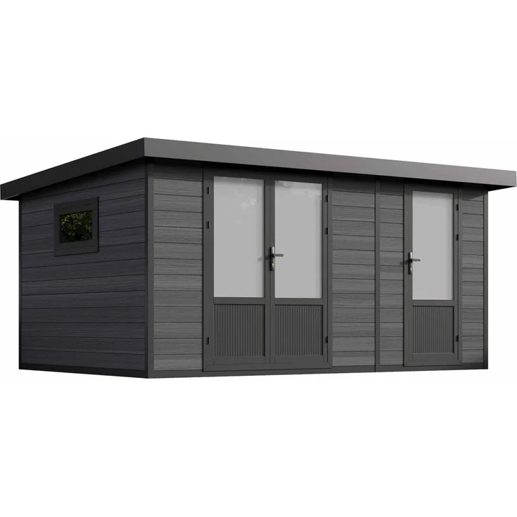 Fjordholz Gartenhaus Modell 'Style DeLuxe' 2-Raum, Alumium / WPC Grau, 422 x 290 x 198,1 cm – Bild 2