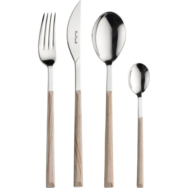 PINTINOX Besteck-Set Sushi (24-tlg), 6 Personen, Edelstahl 18/0, mit Kunststoffgriff in Holz-Optik