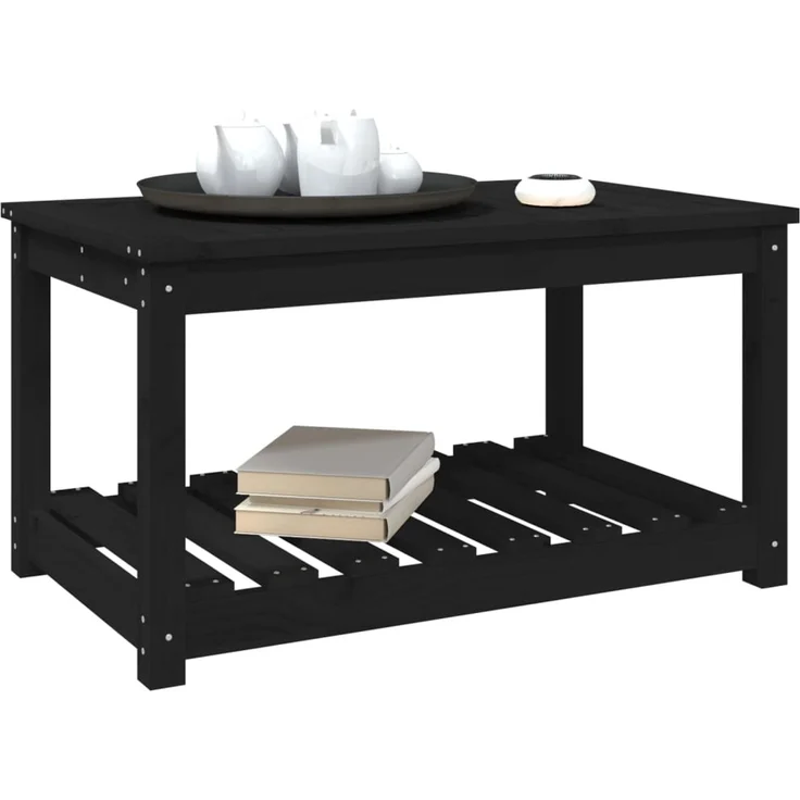 Gartentisch, Balkontisch, Beistelltisch Schwarz 82,5x50,5x45 cm Massivholz Kiefer – Bild 4