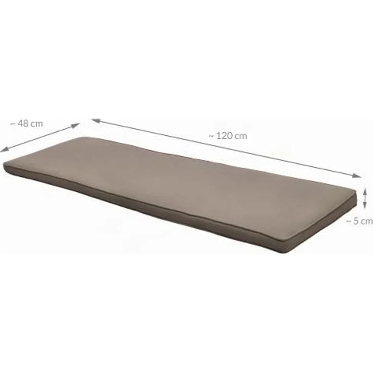 Beautissu Bankauflage Loft BK, 120x48x5cm, taupe, robustes Sitzkissen mit abnehmbarem Bezug und Reißverschluss – Bild 3