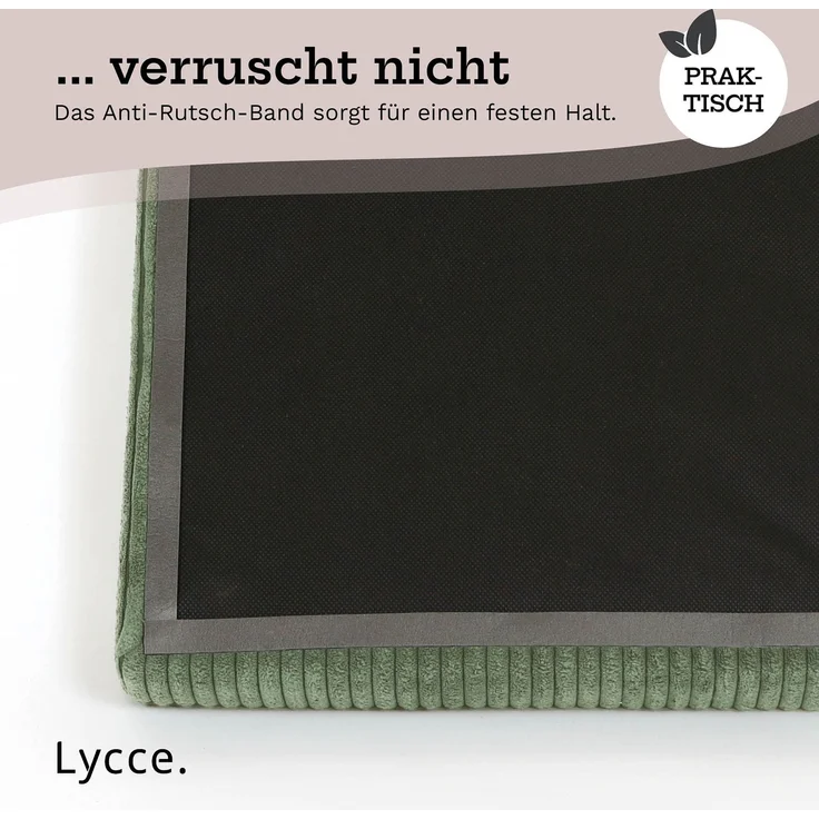 Lycce Bankauflage Klemmkissen mit Leiste - Cord, Polsterung, rutschfest Salbeigrün 8x40x38cm – Bild 8