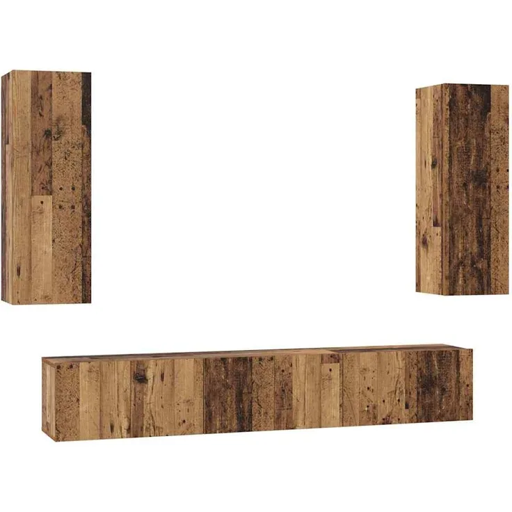 vidaXL TV-Schrankset Wandmontiert 5 pcs Altholz Holzwerkstoff 3393450