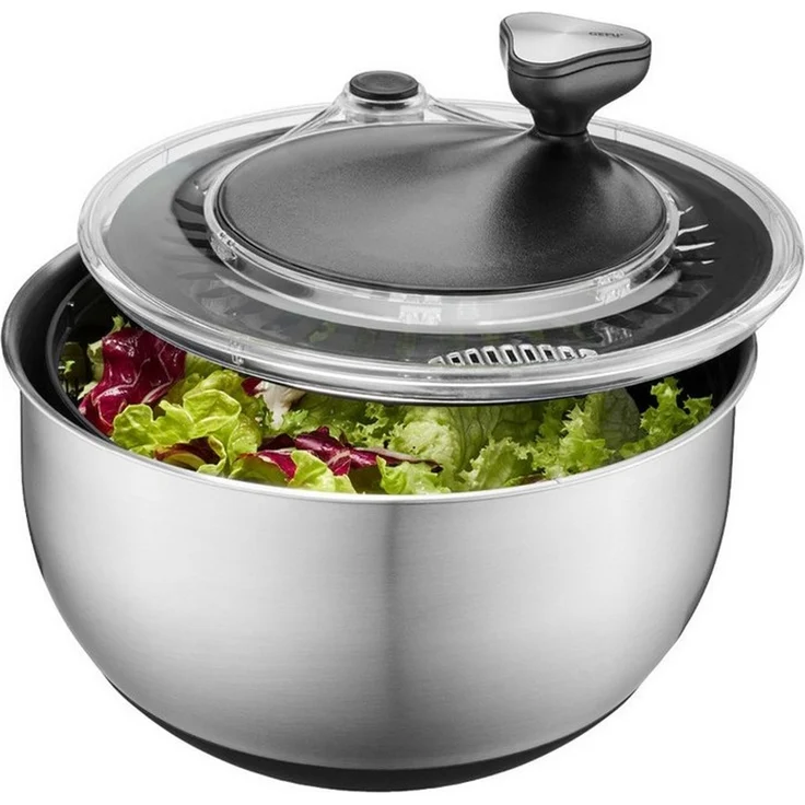 GEFU Salatschleuder Edelstahl inkl. Frischhaltedeckel, 4,5 L – Bild 1