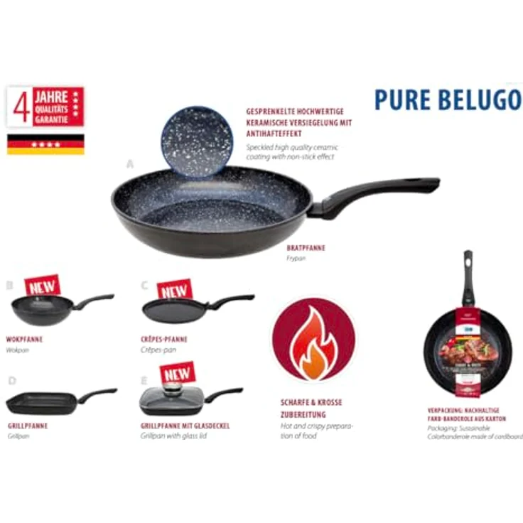 ELO 59528 Bratpfanne Ø 28cm PURE BELUGO mit keramischer Beschichtung, für alle Herdarten, Aluminium, Schwarz – Bild 2