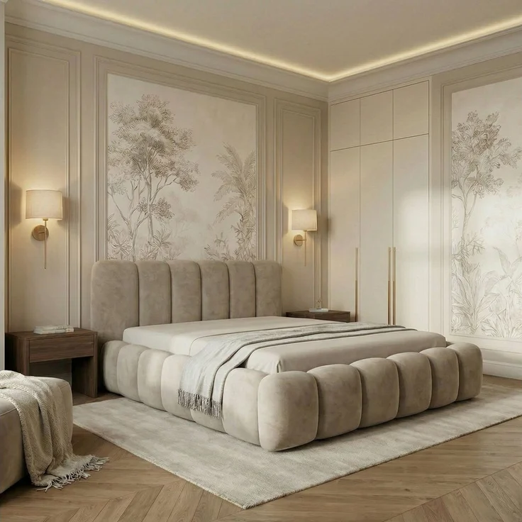 yourhouse24 Polsterbett DALLAS Slim Bubble-Design aus Samt, inkl. Bettkasten, Platzsparendes Chunky-Bett aus weichem Velours mit HDF-Boden – Bild 3