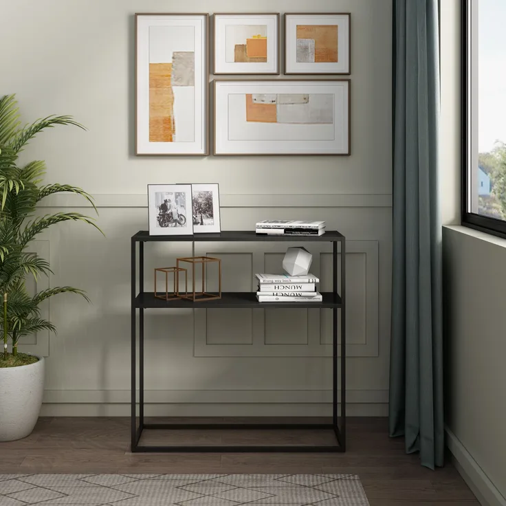 Konsolentisch Kuhmo Schwarz Metalltischplatte [en. casa]