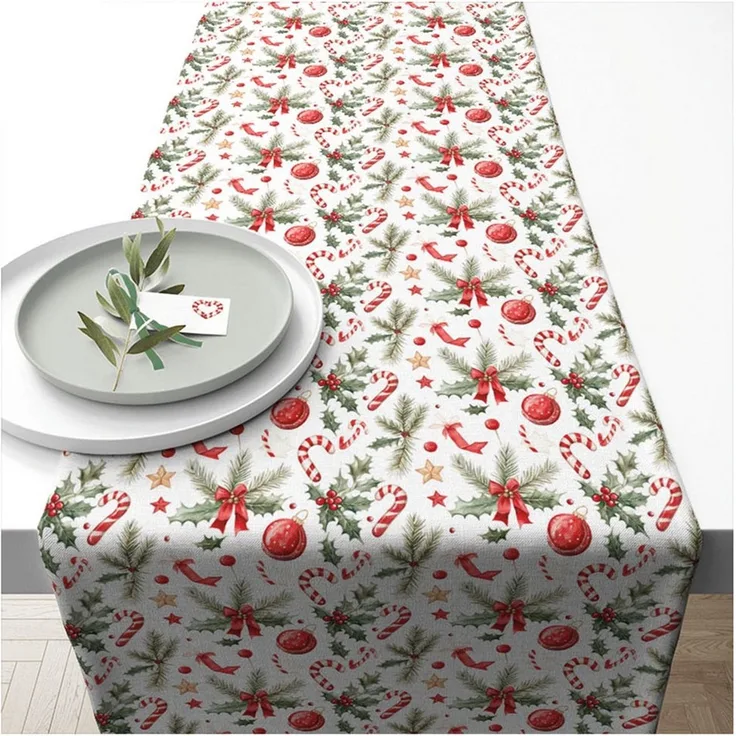 Ambiente® Tischläufer Christmas elements (1-tlg, 1-teilig), Tischläufer Tischdecke ca. 40x150cm Baumwolle