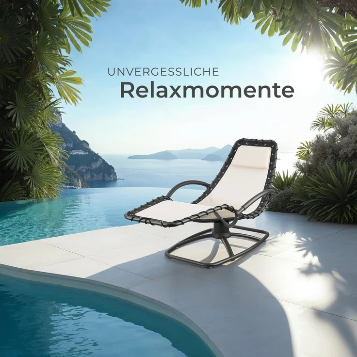 tectake Gartenliege Toulon, 1 St, Ergonomische Gartenliege mit sanfter Schwingfunktion – Bild 8