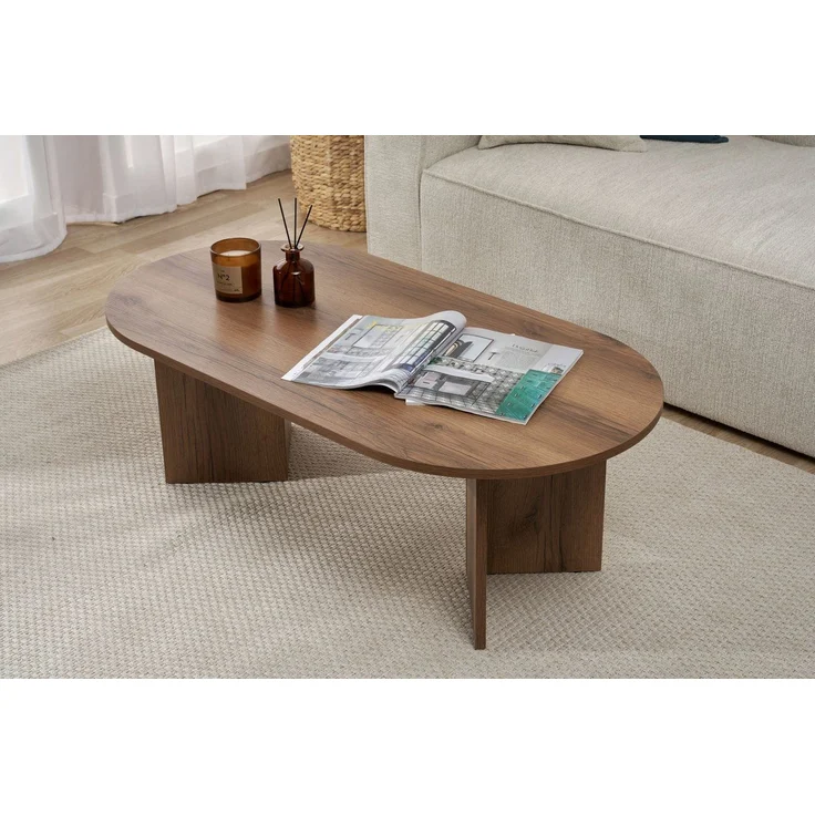 Stylish Walnut Coffee Table, 119 x 60 x 40 cm | 100% Melamine Coated Particle Board, 18 mm Thick | Perfect for Modern Living Rooms & Cozy Spaces – Bild 3
