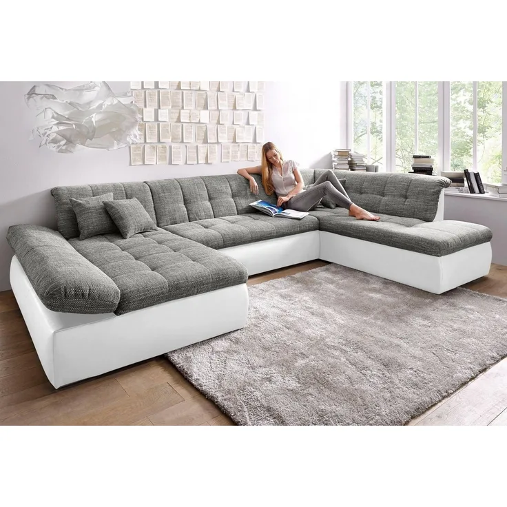DOMO collection Wohnlandschaft Moric U-Form auch in Cord, im XXL-Format, wahlweise mit Bettfunktion und Armlehnenverstellung