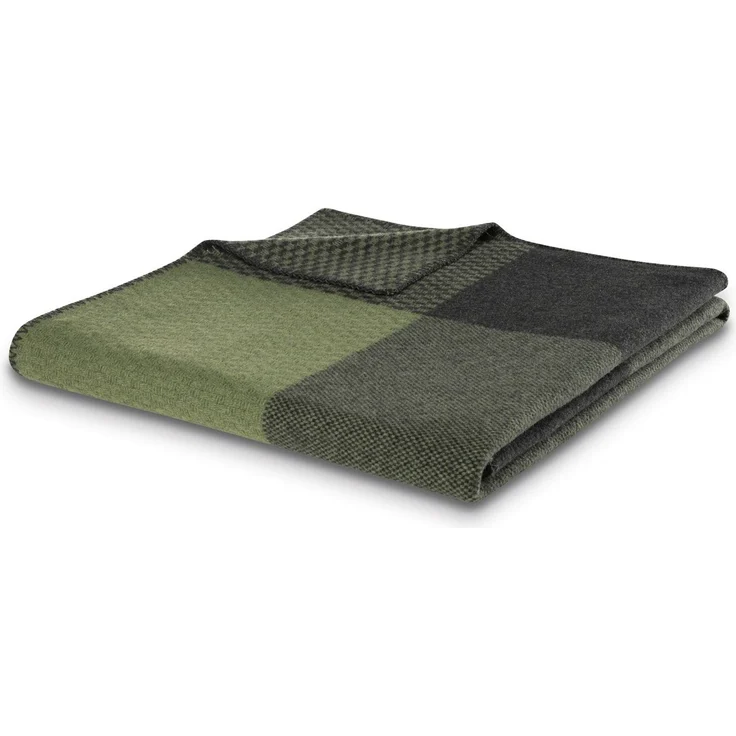 Wohndecke Plaid Frame green, Biederlack, exquisite Kuscheldecke aus reiner Merinowolle – Bild 1