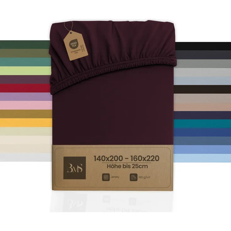 Jersey Spannbettlaken brombeer 140x200 - 160x220 cm Höhe bis 25cm
