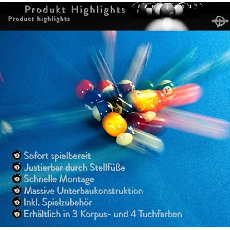 GAMES PLANET Billardtisch Games Planet 6 ft Billardtisch "Trendline", 9 Farbvarianten, 184x108x82 cm (LxBxH) – Bild 9