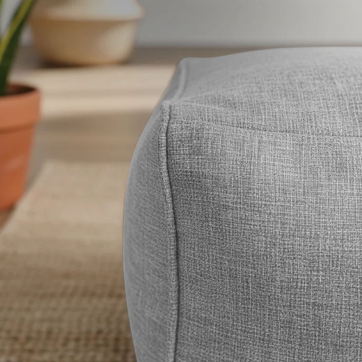 Green Bean® Indoor Sitzhocker Pouf 70x33x28cm EPS-Perlen Füllung -Home Linen Kuschelig Weich Waschbar - Drinnen Bodenkissen Liegekissen Sitzkissen Sitzhocker Sessel Kinder Erwachsene Stoff Grau – Bild 4