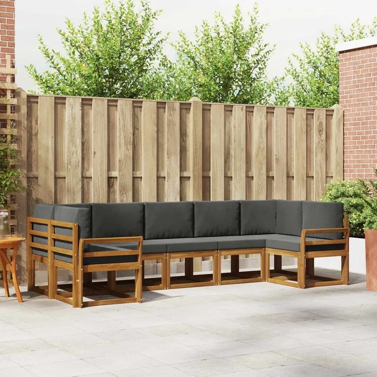 vidaXL Outdoor-Sofagarnitur 7 stk. 7-Sitzer Natur und Anthrazit 3366920 – Bild 1
