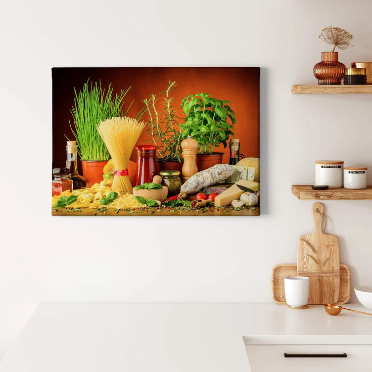 Leinwandbild Essen Orange Gelb 70x50 DD123052 Keilrahmenbild Wandbild Leinwand – Bild 2