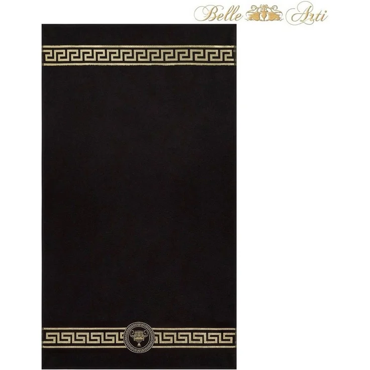 Belle Arti Handtücher Gästehandtücher Badetücher Duschtücher Saunatücher Mäander Amphore Set, (1-St), schwarz weiss, gold hochwertig eingestickt Baumwolle weich saugstark – Bild 3