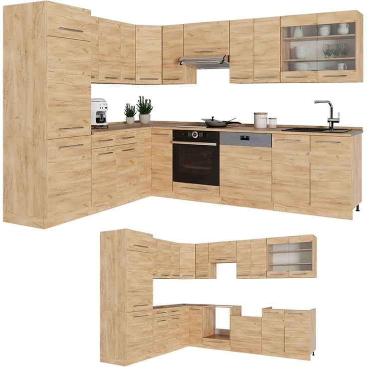 Eckküche Fame-Line Goldkraft Eiche/Goldkraft Eiche 287 x 227 cm, AP Anthrazit Vicco – Bild 6