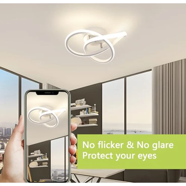 Comely Deckenlampe LED, 30W 3300LM LED Deckenleuchte Modern, Kreative Blumenform LED Deckenbeleuchtung für Schlafzimmer Flur Küche Balkon, 4500K Natürliches Licht, Weiß – Bild 7