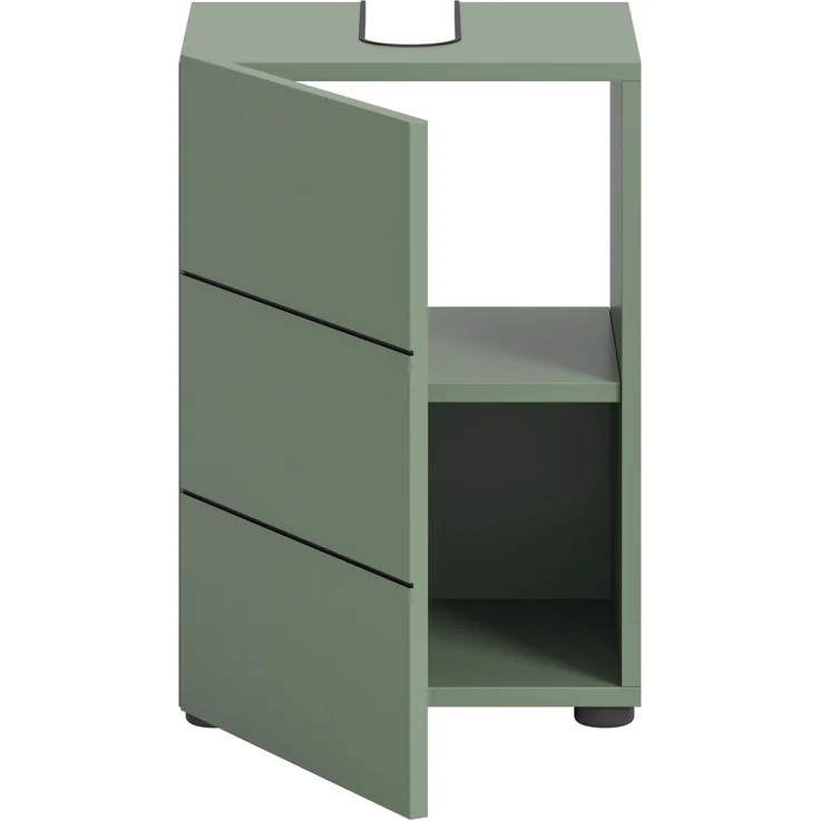 Waschbeckenunterschrank (B/H/T: 38x56x34 cm) in Smoke Green Nachbildung und schwarz – Bild 3