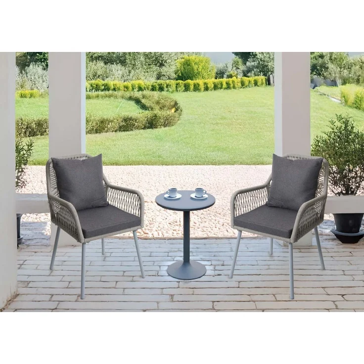 MCW Gartenstuhl MCW-O12-R (2 St), Mit elastischem Seilgeflecht, Inklusive Sitz- und Rückenpolster – Bild 3
