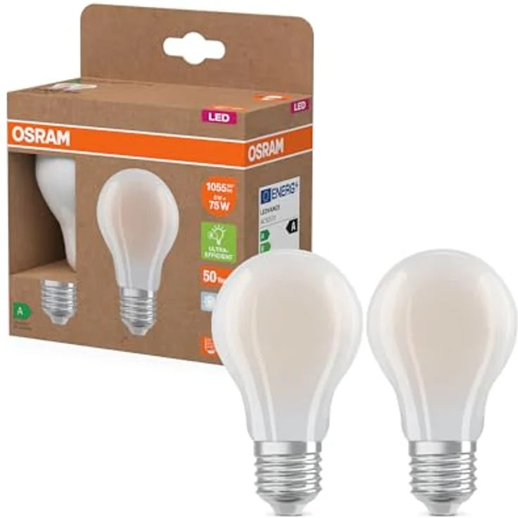 OSRAM LED-Leuchtmittel Birne E27, 5W matt, 4.000K, 1055lm, 2er Set – Bild 1