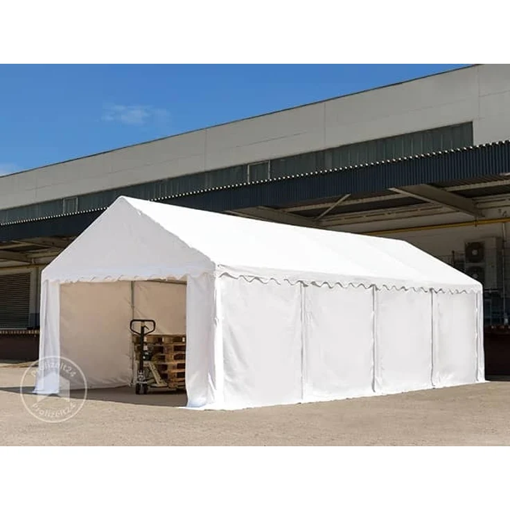 TOOLPORT Lagerzelt 5x10 m Zelthalle Unterstand Weidezelt PVC Plane 700 N wasserdicht in weiß – Bild 2