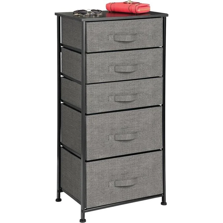 mDesign Kommode mit 5 Schubladen - Schrank Organizer - Stoffregal grau schwarz – Bild 8