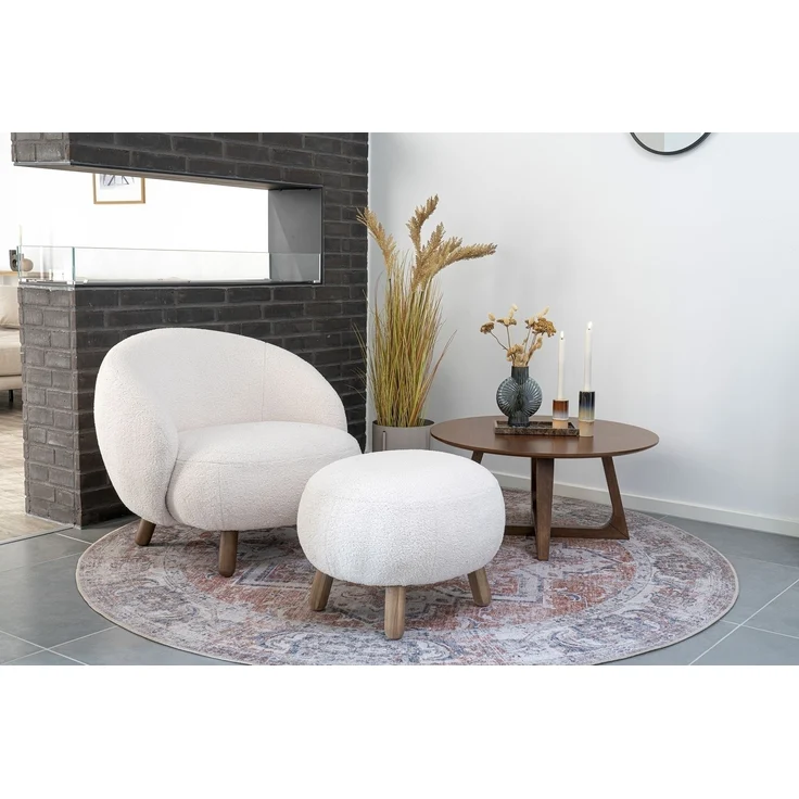 Fußhocker >Savona< in Weiss, Stoff - 60x37x50cm (BxHxT) – Bild 2