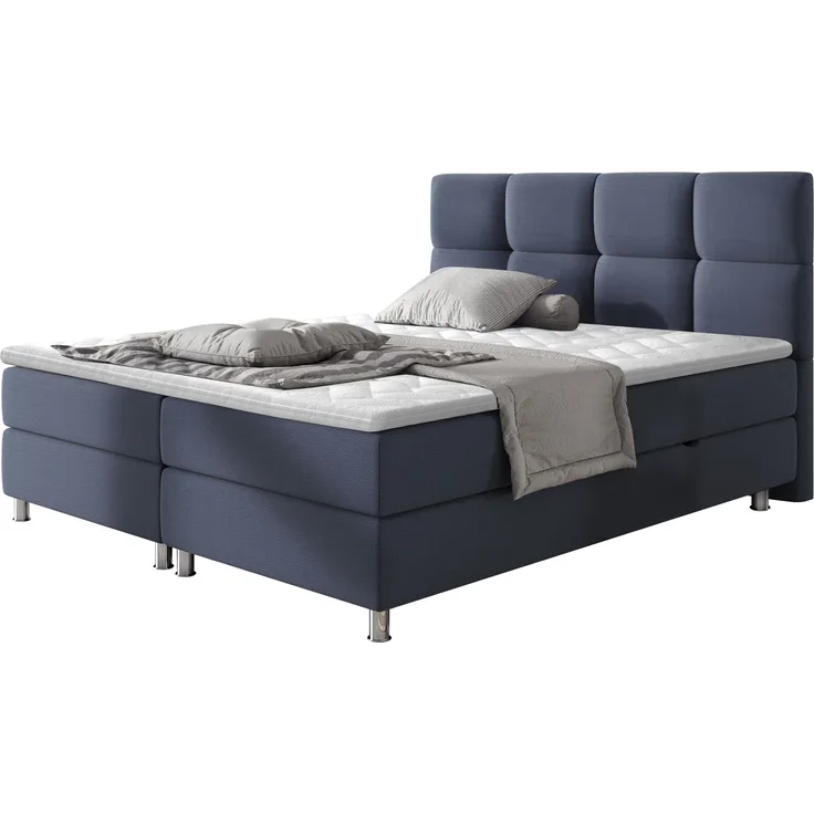 Mirjan24 'Evan' Boxspringbett mit Bettkästen, Bonellfederkernmatratzen & Topper, Kopfteil gesteppt und gepolstert, Sawana, 180x200 cm