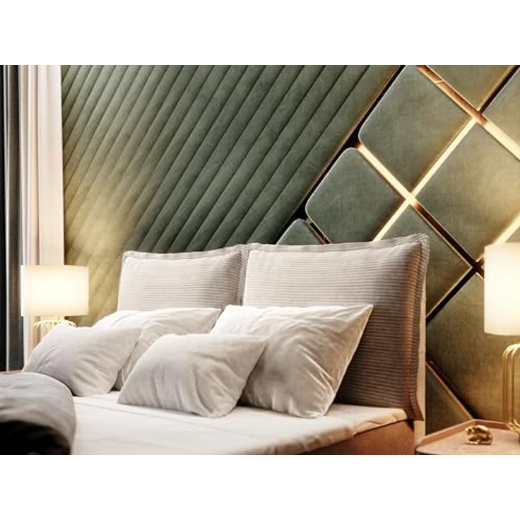 Masseno Boxspringbett LENTE 160x200 cm, Komplett-Set mit Bonell Matratze und Topper, gelb, mit großem Bettkasten – Bild 2