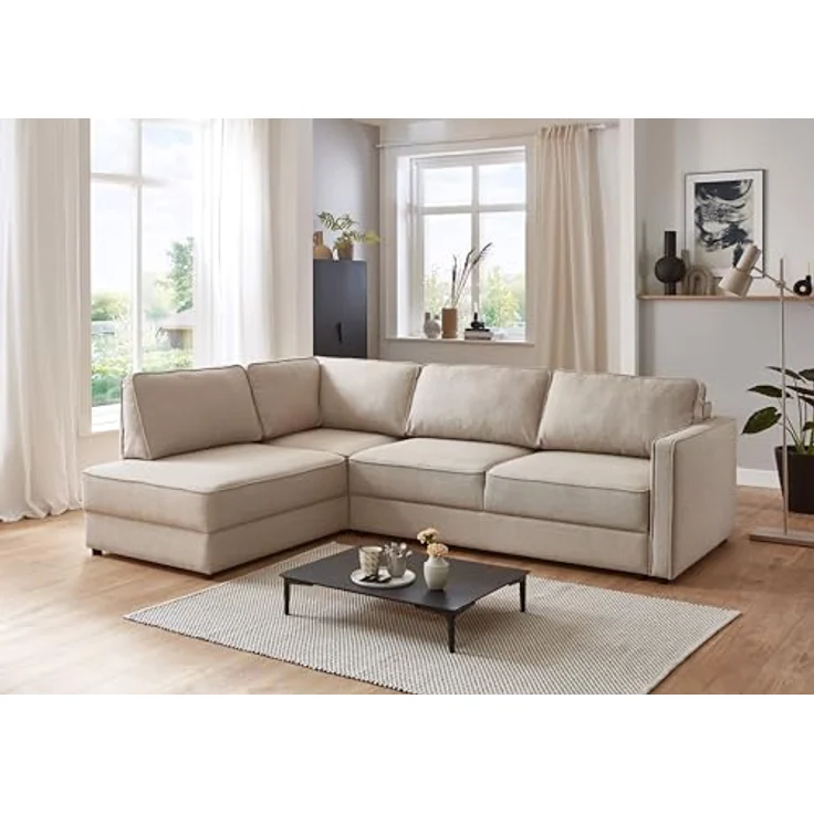 ATLANTIC home collection Eckgarnitur Chill, inkl. Schlaffunktion (ca. 135x230 cm), inkl. Bettkasten, frei im Raum stellbar, Wellenunterfederung, Ecke Links – Bild 3