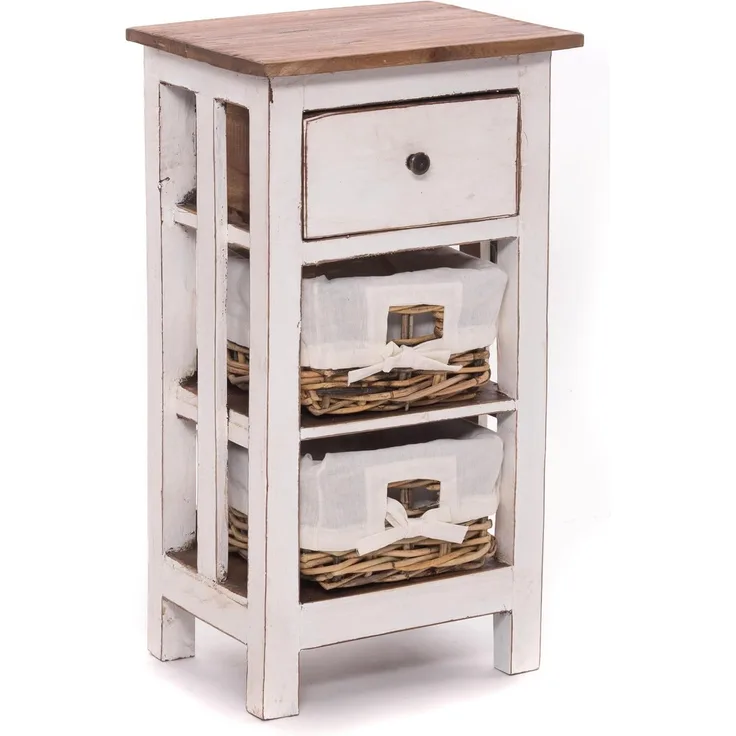 DESIGN DELIGHTS Telefontisch TELEFONTISCH "RATTAN 70", 70x38x28cm (HxBxT), Altholz massiv Beistell