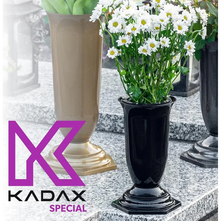 KADAX Vase, Fläschchen für Friedhof, Grabstein, Weiß, 23 cm – Bild 10