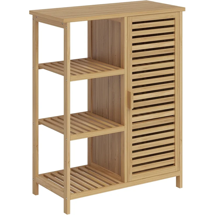 Bellamio 'Newa' Badezimmer Set aus Waschbeckenunterschrank und Badschrank mit 6 Ablagefächern, Bambus, natur – Bild 10